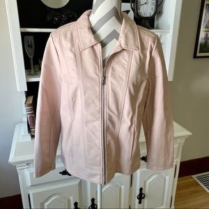 Powder Pink Faux Leather Jacket